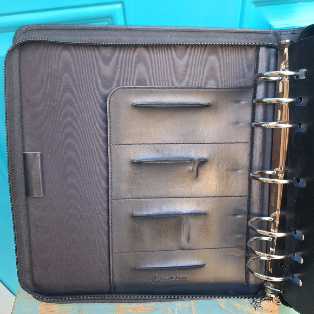 Leather Binder Daytimer Journal Day Planner Zipper Notebook Holder Folder Attach